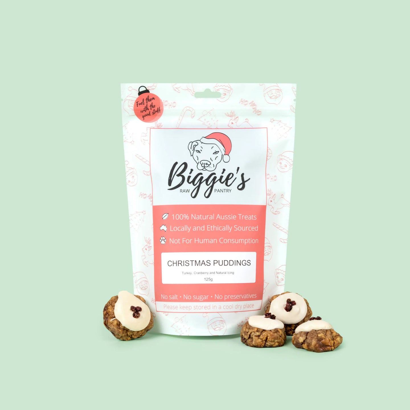 DOG TREATS: Biggies Raw Pantry | Christmas Puddings - Turkey & Cranberry (NEW)