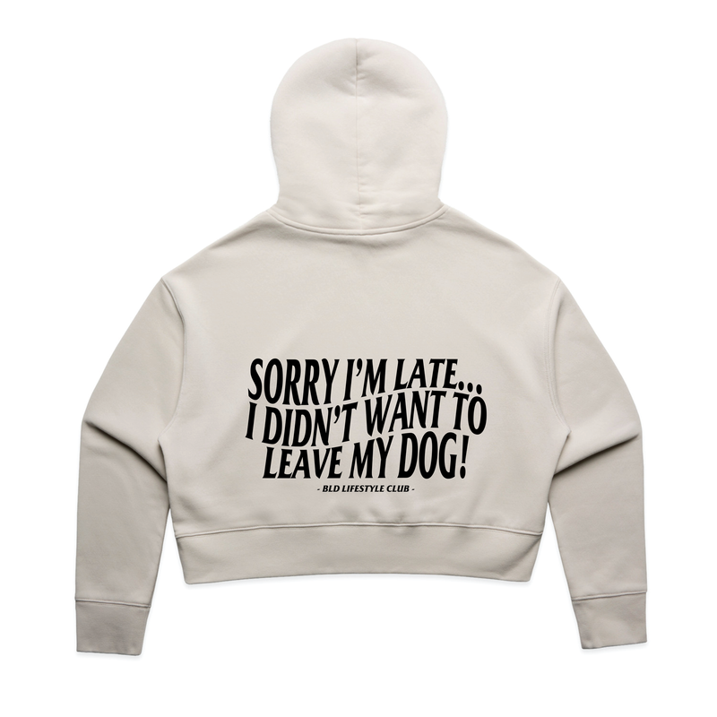 BLD LIFESTYLE CLUB CROP HOODIE: "Sorry I&