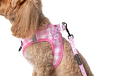 STEP-IN DOG HARNESS: Pink Milk Gingham
