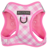 STEP-IN DOG HARNESS: Pink Milk Gingham