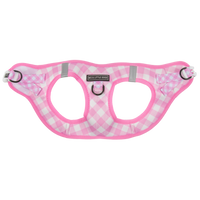 STEP-IN DOG HARNESS: Pink Milk Gingham