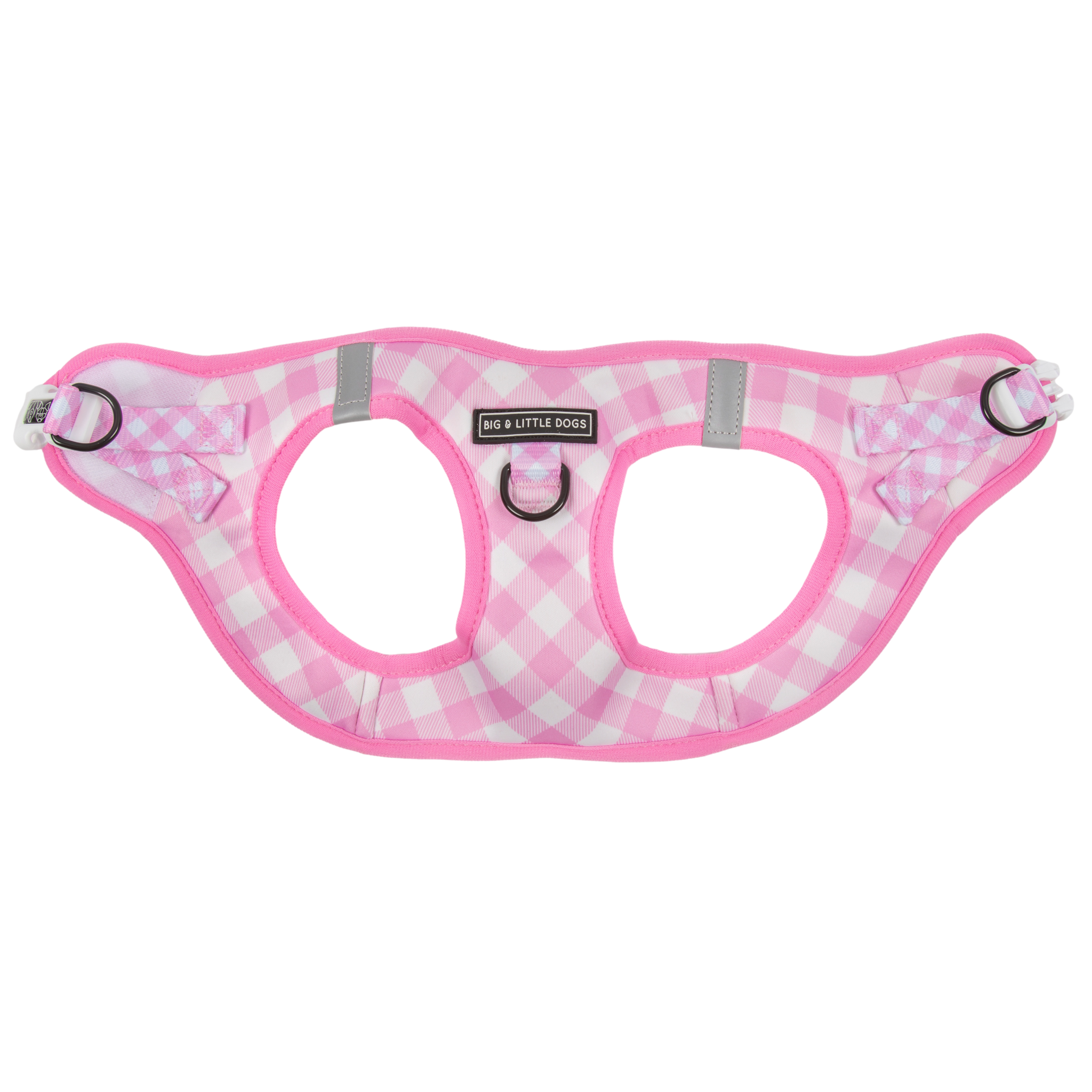 STEP-IN DOG HARNESS: Pink Milk Gingham