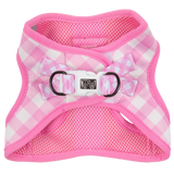 STEP-IN DOG HARNESS: Pink Milk Gingham