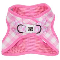 STEP-IN DOG HARNESS: Pink Milk Gingham