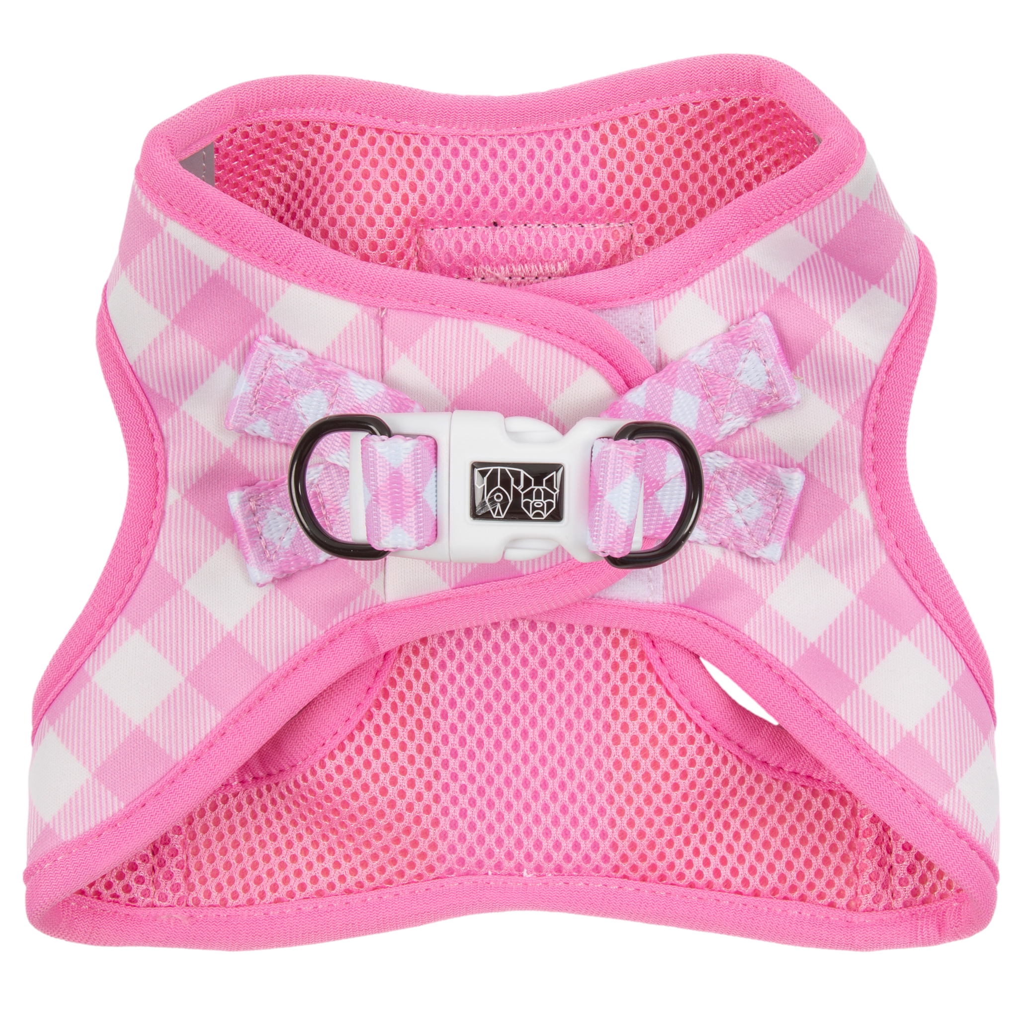 STEP-IN DOG HARNESS: Pink Milk Gingham