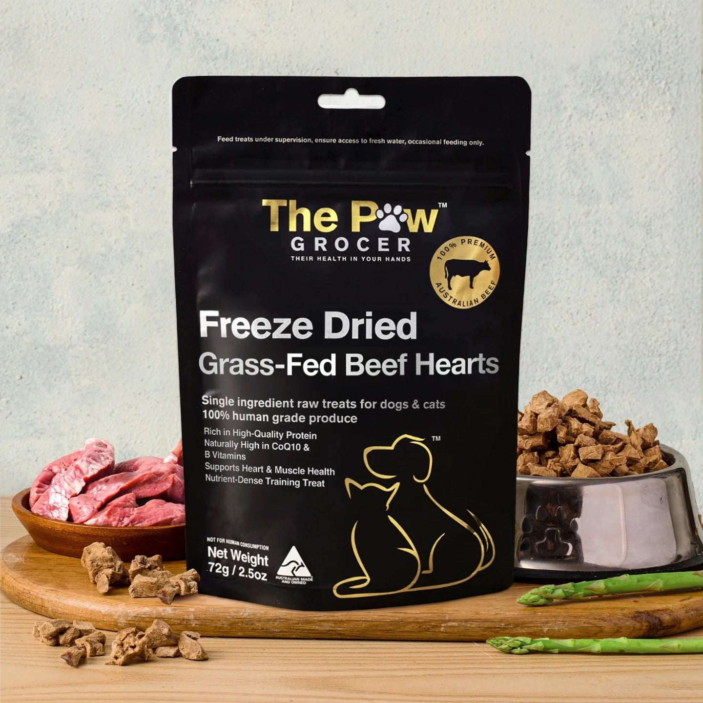 DOG TREATS | The Paw Grocer: Freeze Dried Beef Hearts 72g