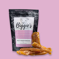 DOG TREATS | Biggies Raw Pantry: Beef Paddywacks 150g