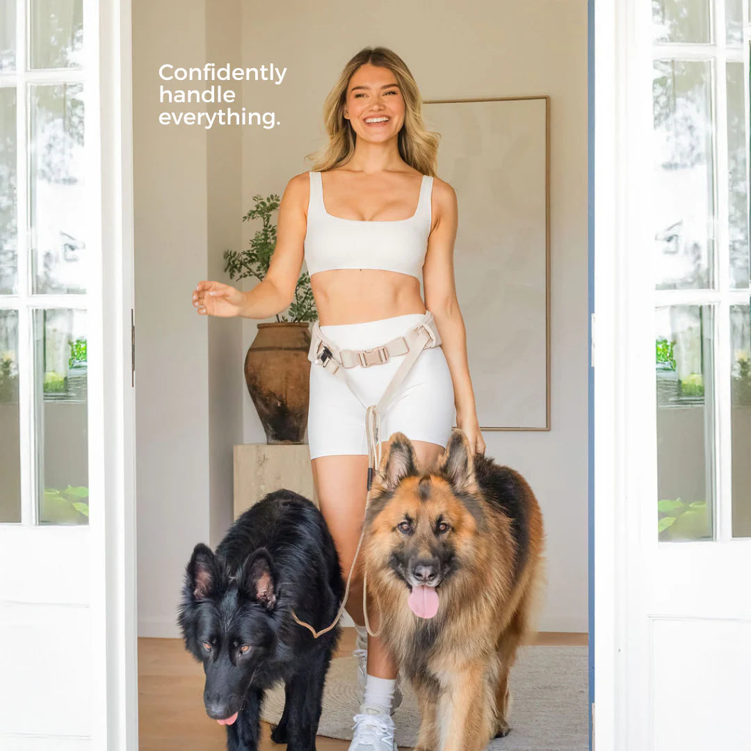 ATTACHD | The Attachdᵀᴹ Hands-Free Dog Belt | Standard BEIGE (70-120cm)