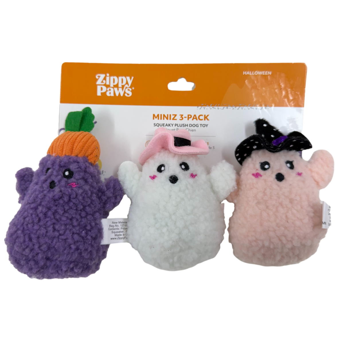 ZIPPY PAWS: Halloween Miniz 3pk: Sherpa Ghosts