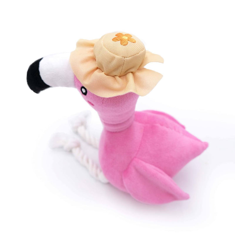 ZIPPY PAWS: Playful Pal Plush Squeaker Rop Dog Toy - Freya The Flamingo (NEW)
