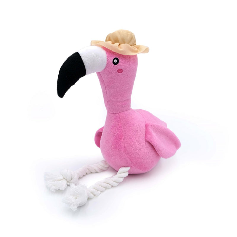 ZIPPY PAWS: Playful Pal Plush Squeaker Rop Dog Toy - Freya The Flamingo (NEW)