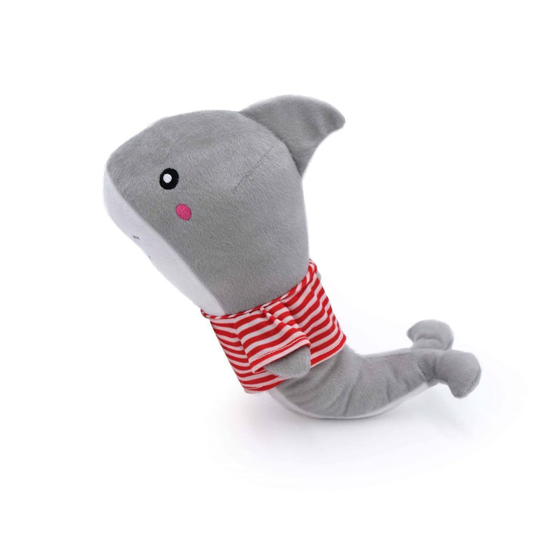 ZIPPY PAWS: Playful Pal Plush Squeaker Rop Dog Toy - Shelby the Shark (NEW)