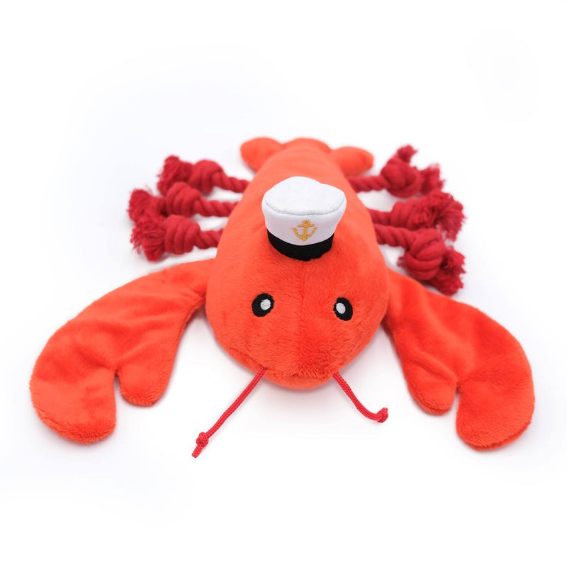 ZIPPY PAWS: Playful Pal Plush Squeaker Rop Dog Toy - Luca The Lobster (NEW)