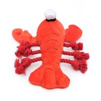 ZIPPY PAWS: Playful Pal Plush Squeaker Rop Dog Toy - Luca The Lobster (NEW)