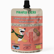 DOG TREATS | Meaty Licks: Smokey Bacon Flavoured Peanut Butter Pouch 113g