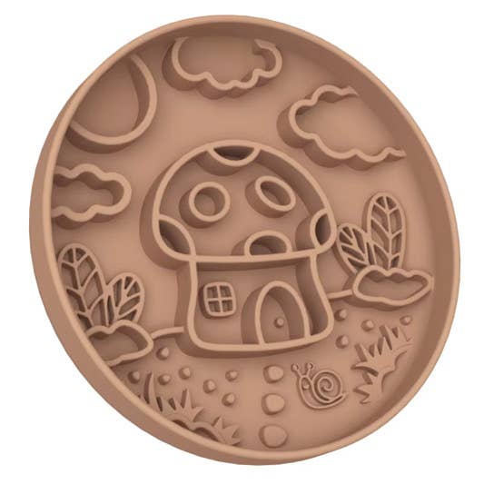DOG ENRICHMENT | Meaty Licks: Mushroom Cottage Slow Feeder – Mocha Brown