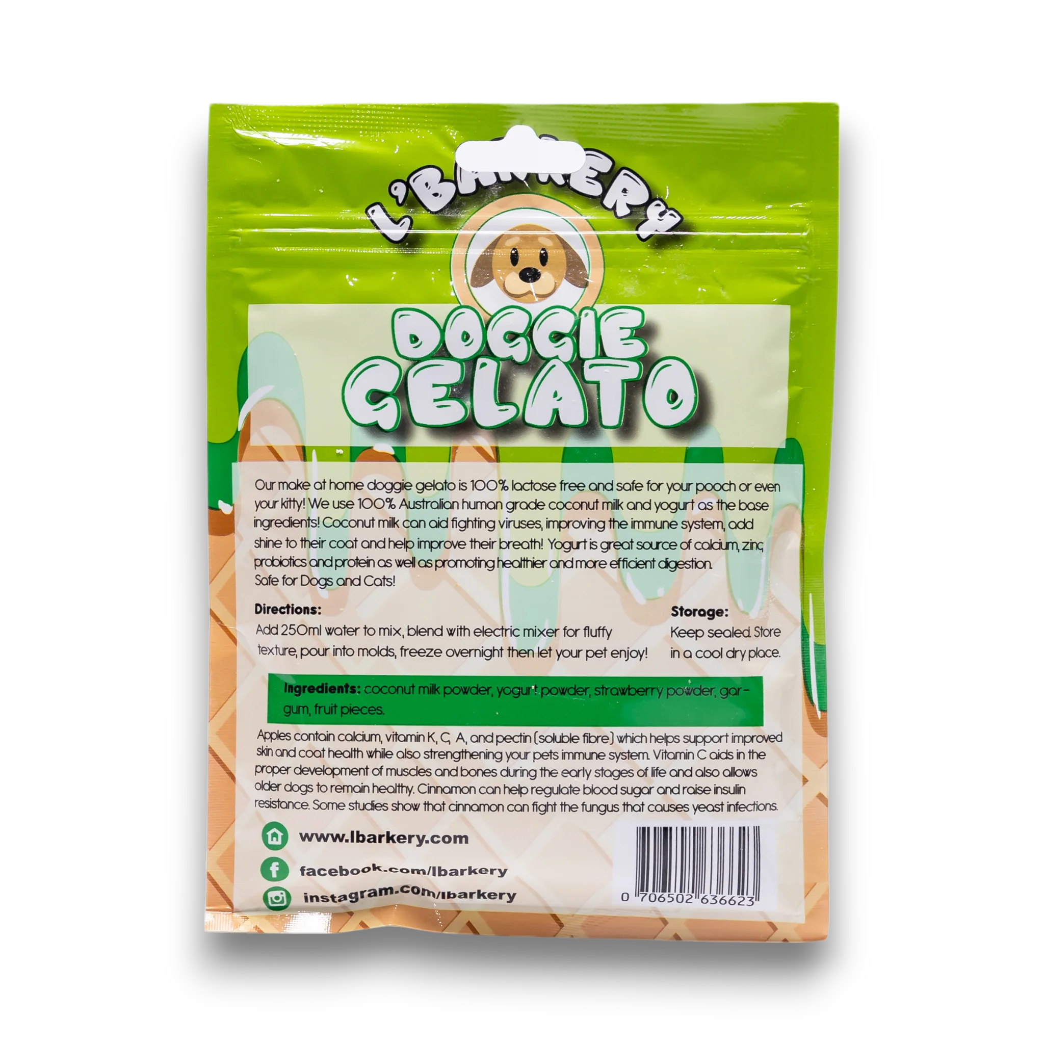 DOG TREATS L'Barkery: Doggy Gelato - Apple & Cinnamon