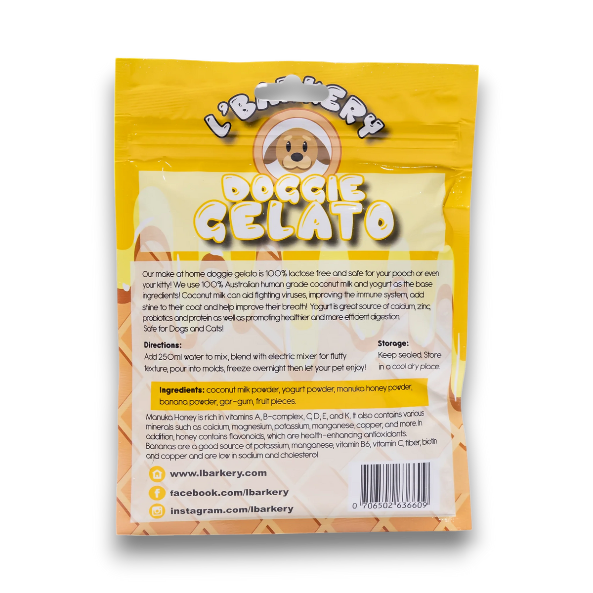 DOG TREATS L'Barkery: Doggy Gelato - Honey & Banana