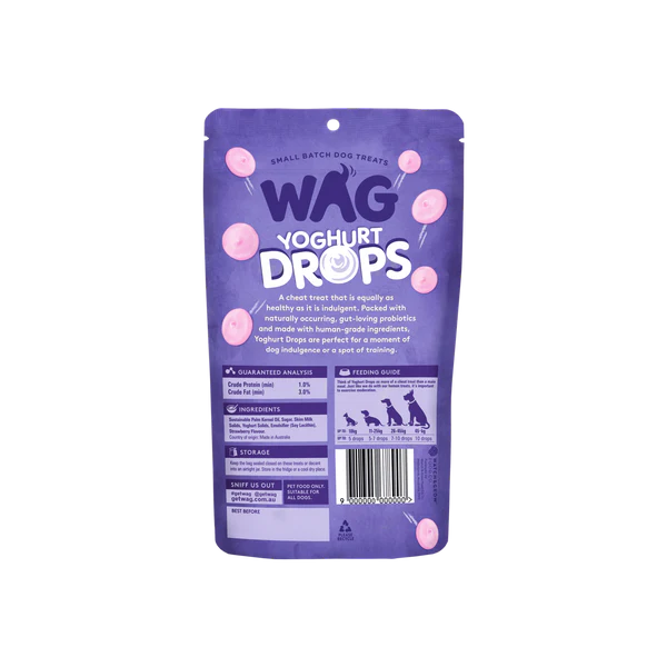 DOG TREATS | WAG: Yogurt Drops Strawberry 250g
