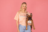 BLD LIFESTYLE CLUB TEE (Women's Sizing) (VARIOUS SIZES): "Happy Dog = Happy Life" | Peach (Digital Printing) {READY TO SHIP/FINAL SALE}