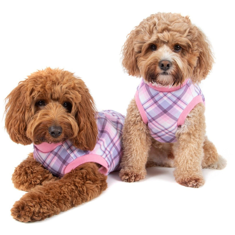 Dog Pyjamas for Small to Big Dogs Purple and Pink Plaid