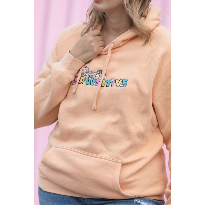 BLD LIFESTYLE CLUB HOODIE: "Stay Pawsitive" | White Marle (Embroidery)
