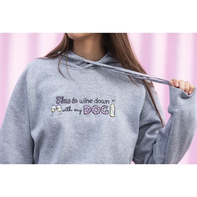 BLD LIFESTYLE CLUB HOODIE: "Time to Wine Down" | Grey Marle (Embroidery)