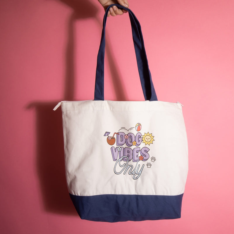 TWO-TONE TOTE BAG: Dog Vibes Only {FINAL SALE}