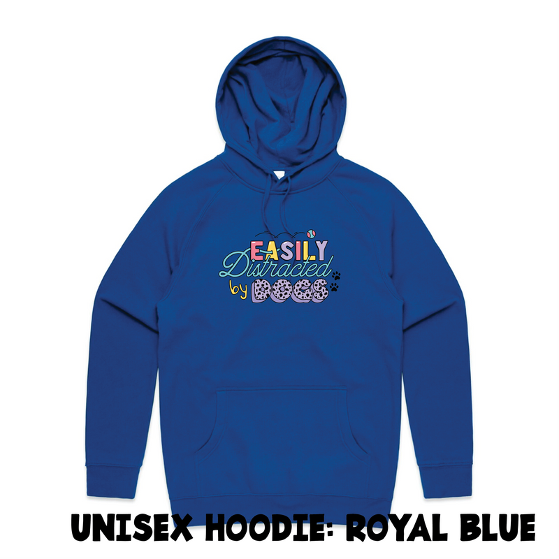 BLD LIFESTYLE CLUB HOODIE: "Easily Distracted By Dogs" | Royal Blue (Digital Printing)