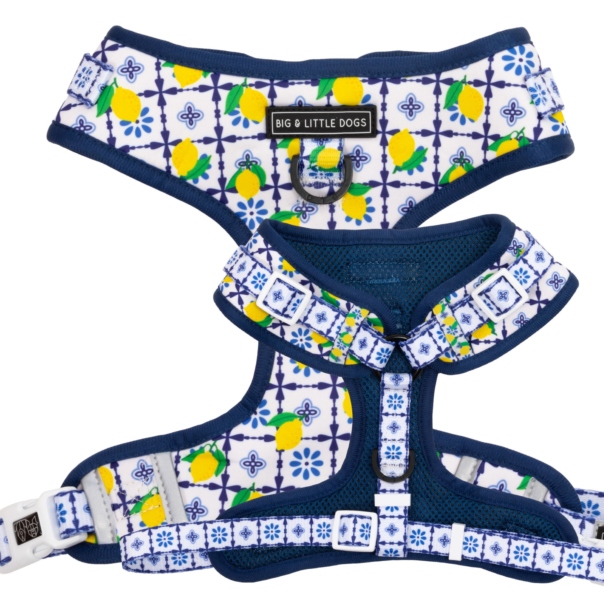 Adjustable Dog Harness Amalfi Coast Italy Lemons Tiles Front D-Ring