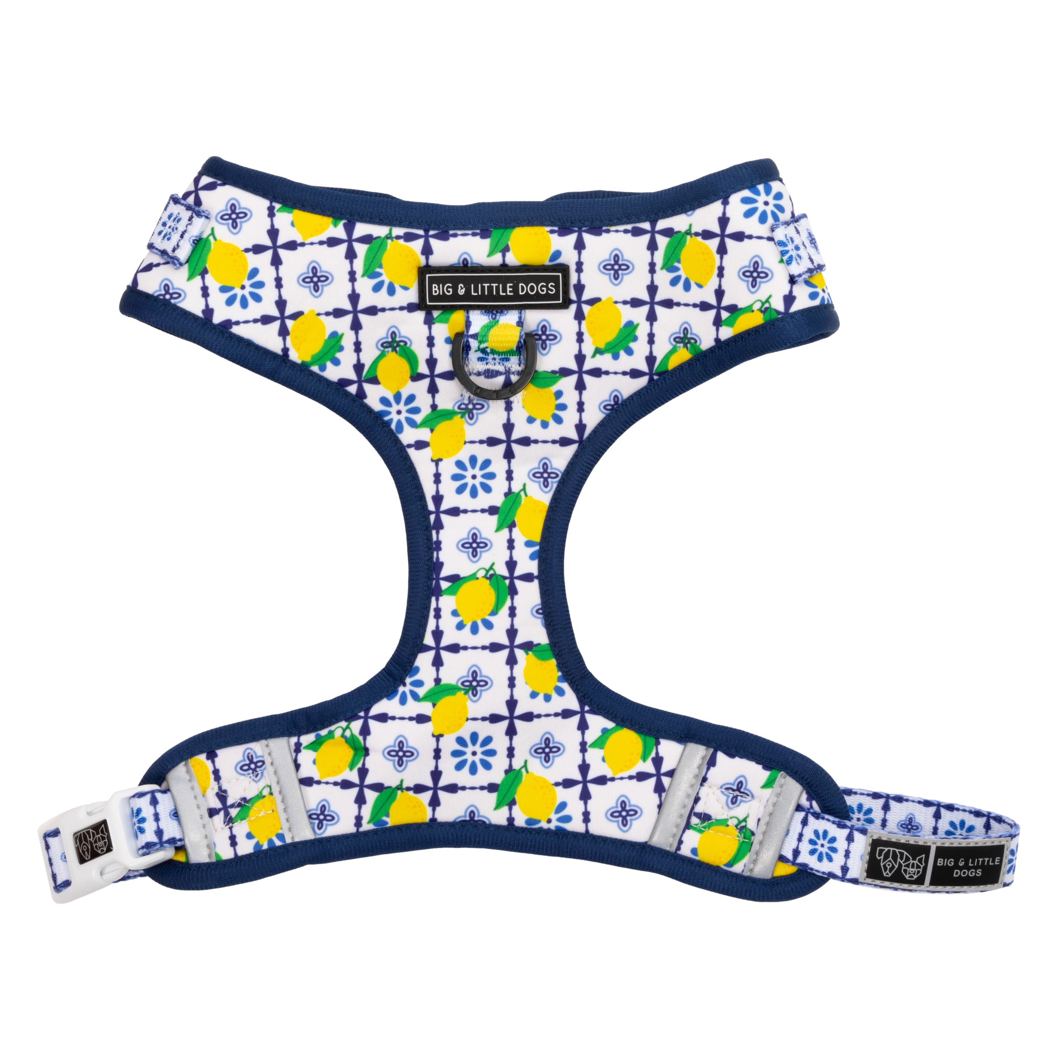 Adjustable Dog Harness Amalfi Coast Italy Lemons Tiles Front D-Ring