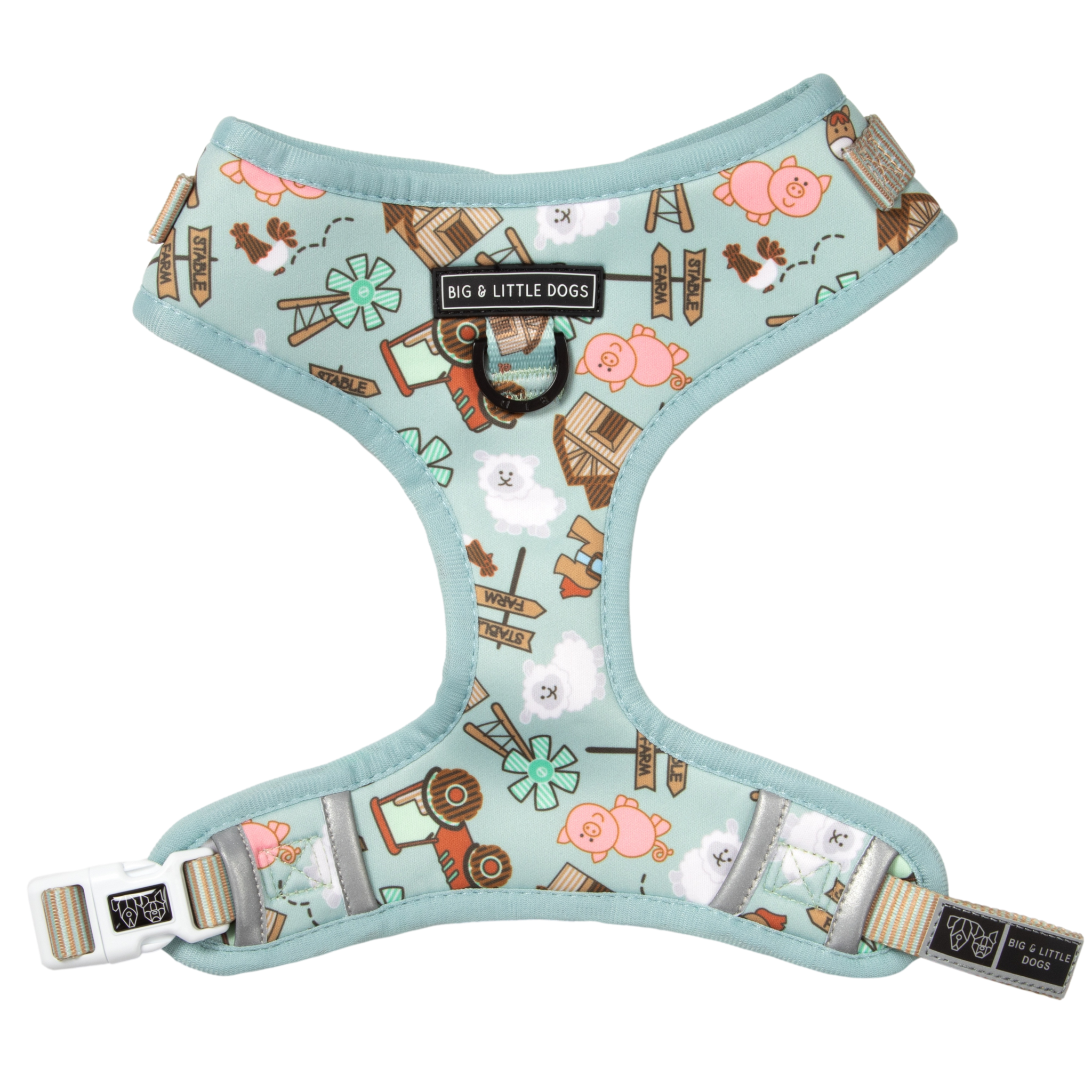 Adjustable Dog Harness Front D-Ring Barnyard Friends Animals Barn Farm Pig Tractor Windmill Stable Sheep