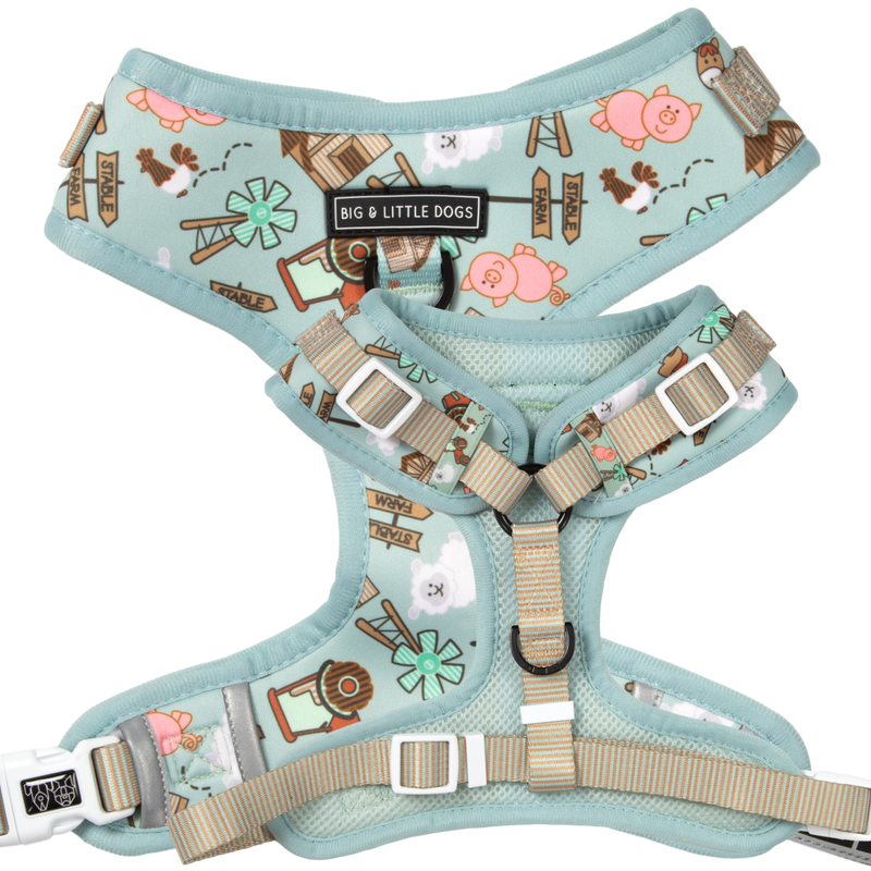 Adjustable Dog Harness Front D-Ring Barnyard Friends Animals Barn Farm Pig Tractor Windmill Stable Sheep