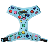 Adjustable Dog Harness Be Happy Smiley Faces Colourful