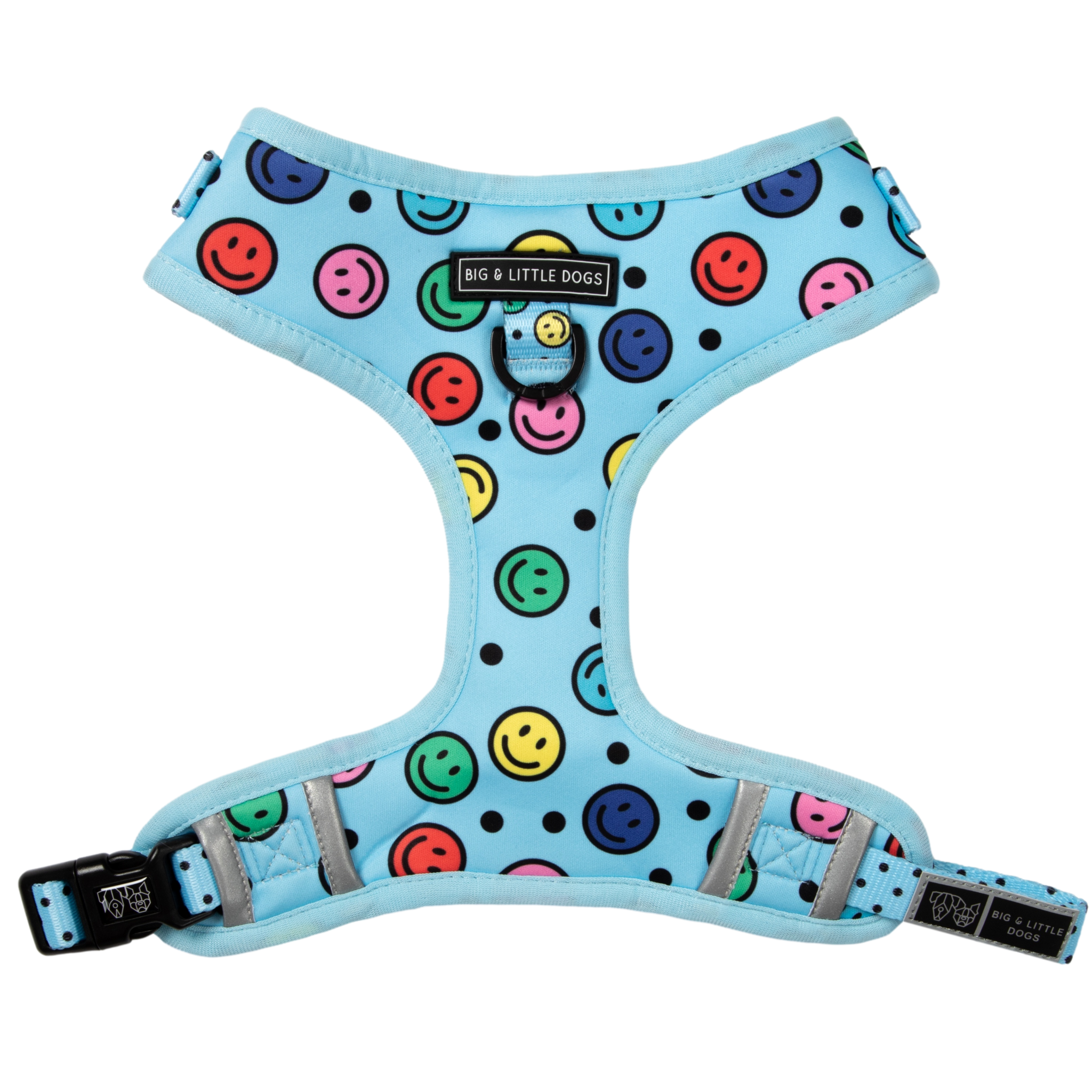 Adjustable Dog Harness Be Happy Smiley Faces Colourful