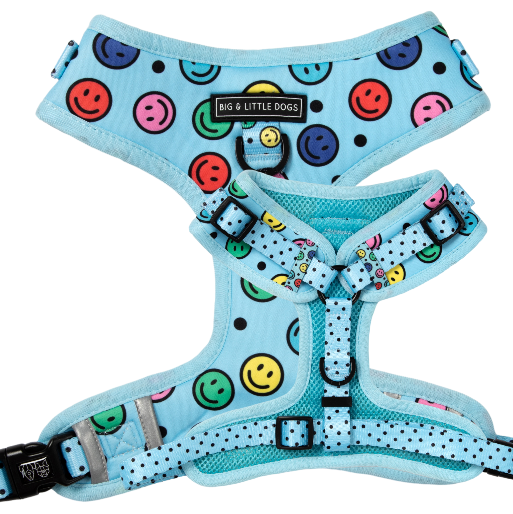 Adjustable Dog Harness Be Happy Smiley Faces Colourful