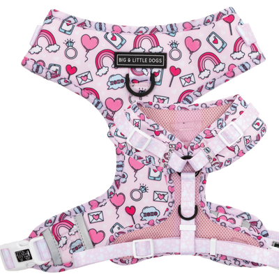 Adjustable Dog Harness Be Mine Valentines Day Hearts Love