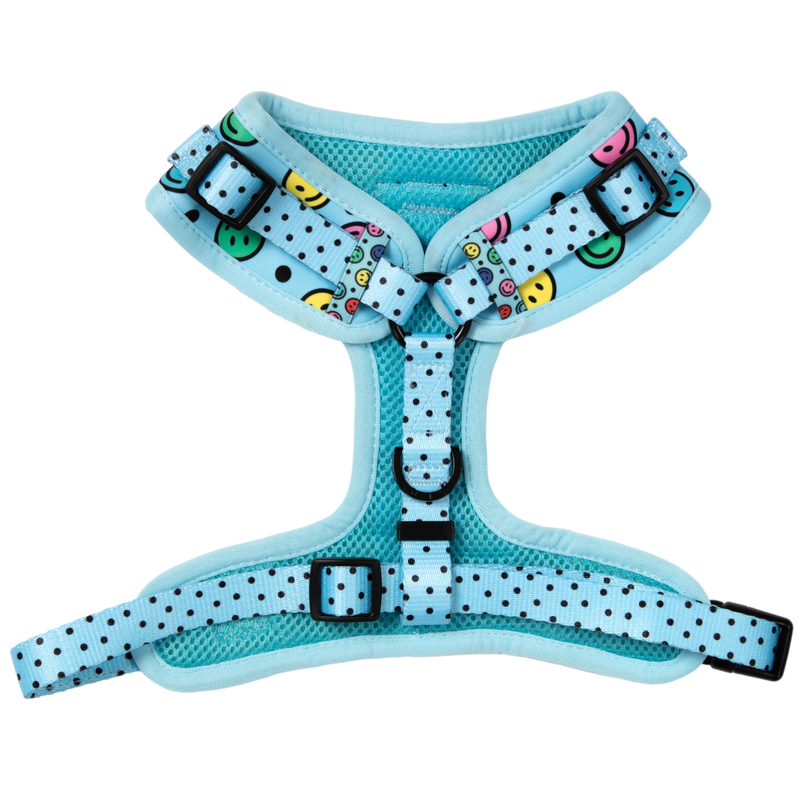 Adjustable Dog Harness Be Happy Smiley Faces Colourful