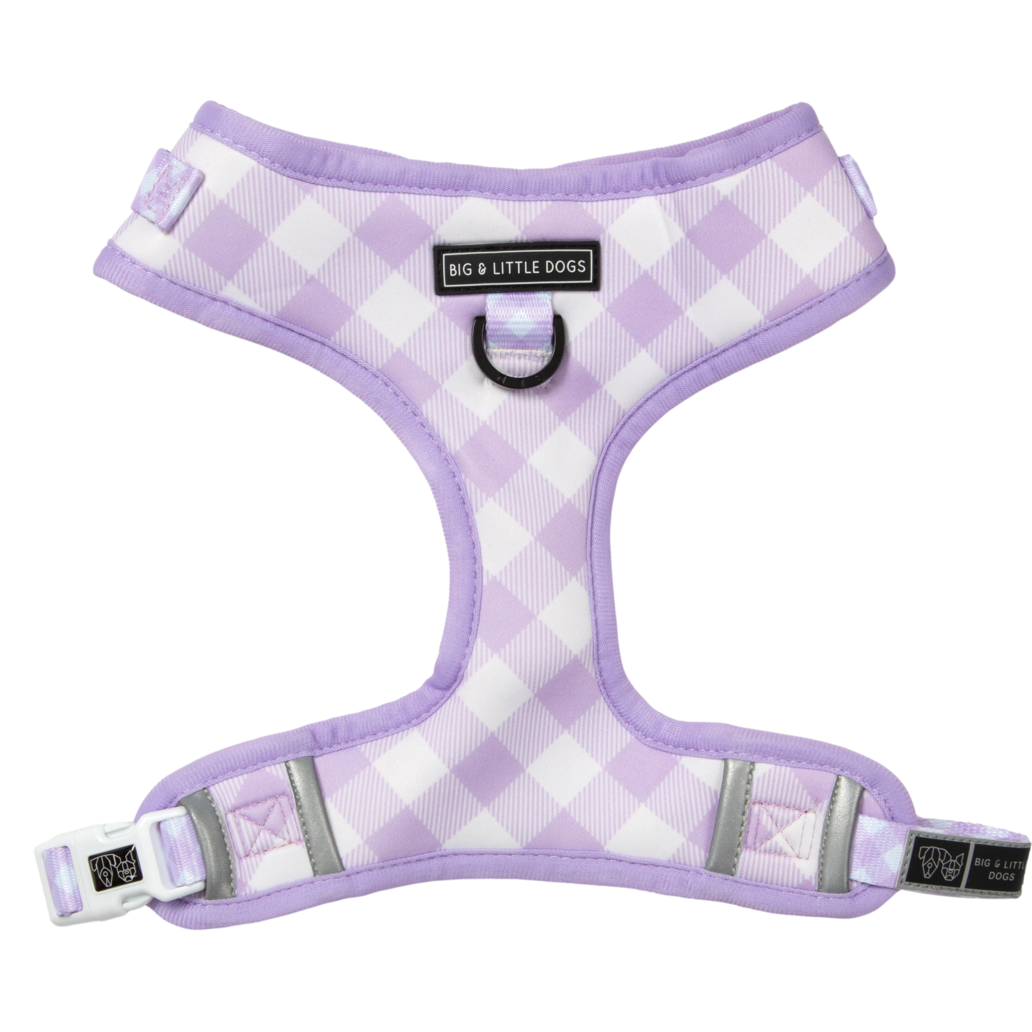 Adjustable Dog Harness Purple Berry Gingham