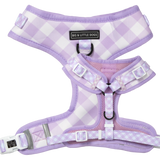 Adjustable Dog Harness Purple Berry Gingham