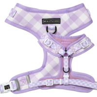 Adjustable Dog Harness Purple Berry Gingham