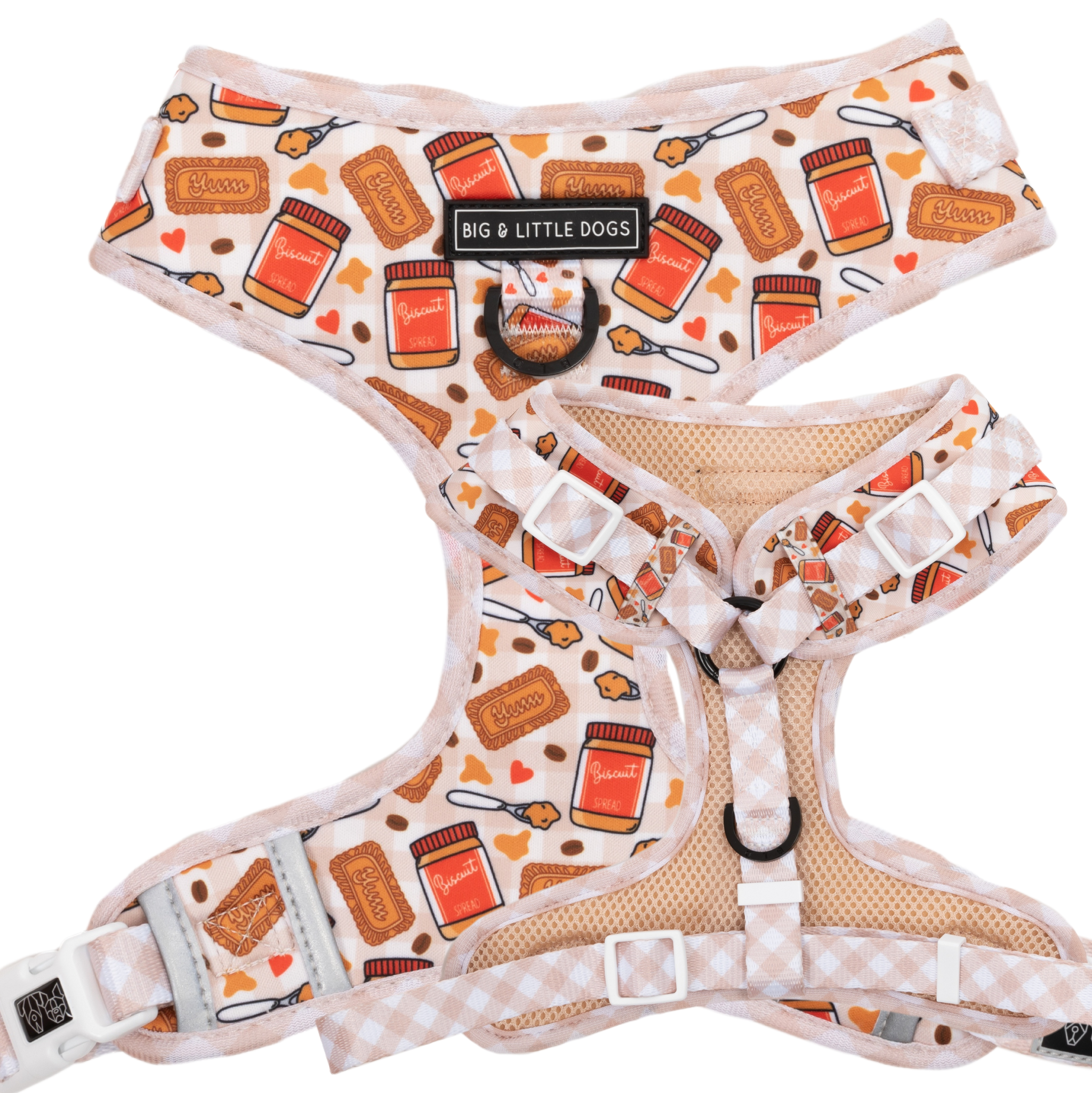 Adjustable Dog Harness Front D-Ring: Biscuit Latte Brown Biscoff Spread Nutty Caramel Lotus