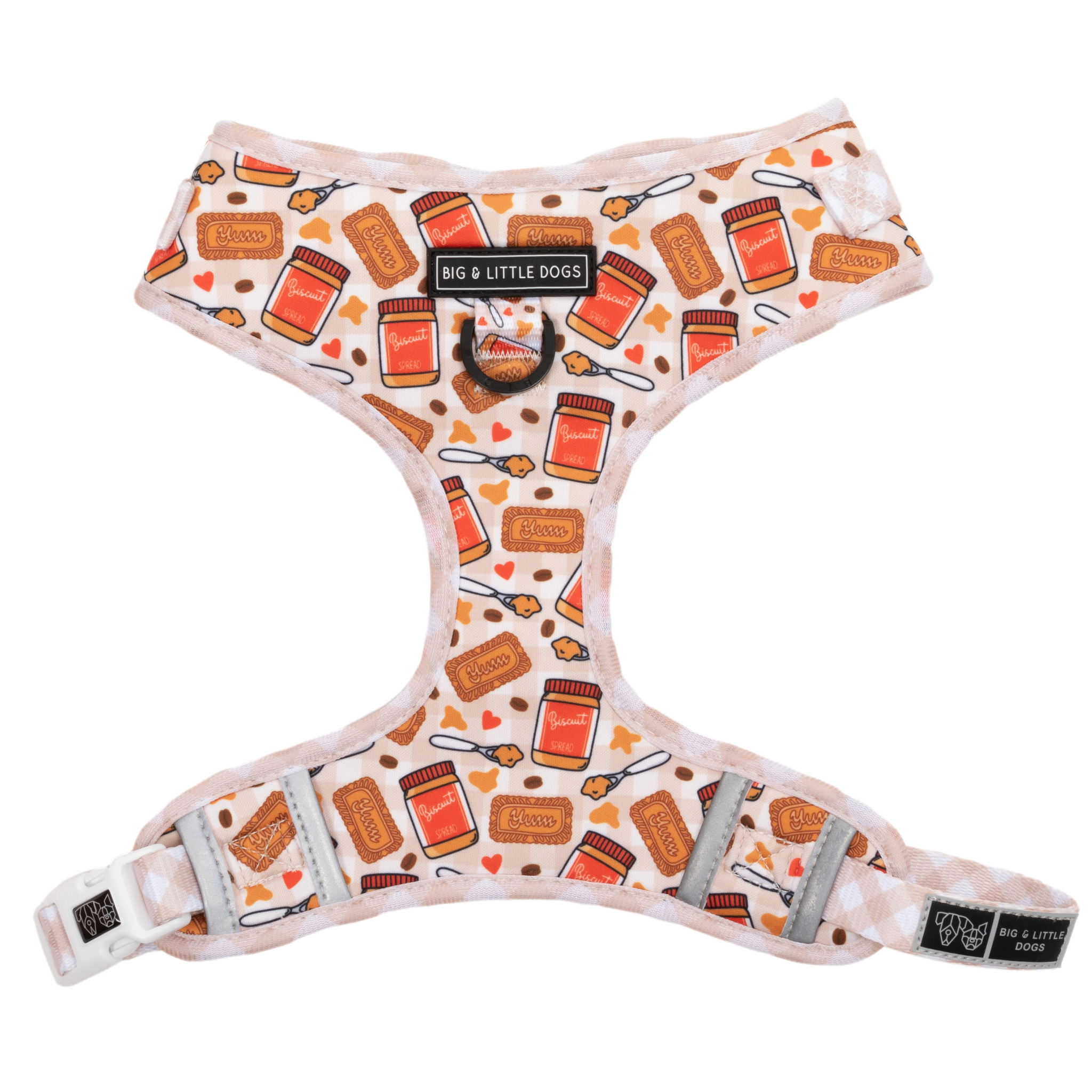 Adjustable Dog Harness Front D-Ring: Biscuit Latte Brown Biscoff Spread Nutty Caramel Lotus