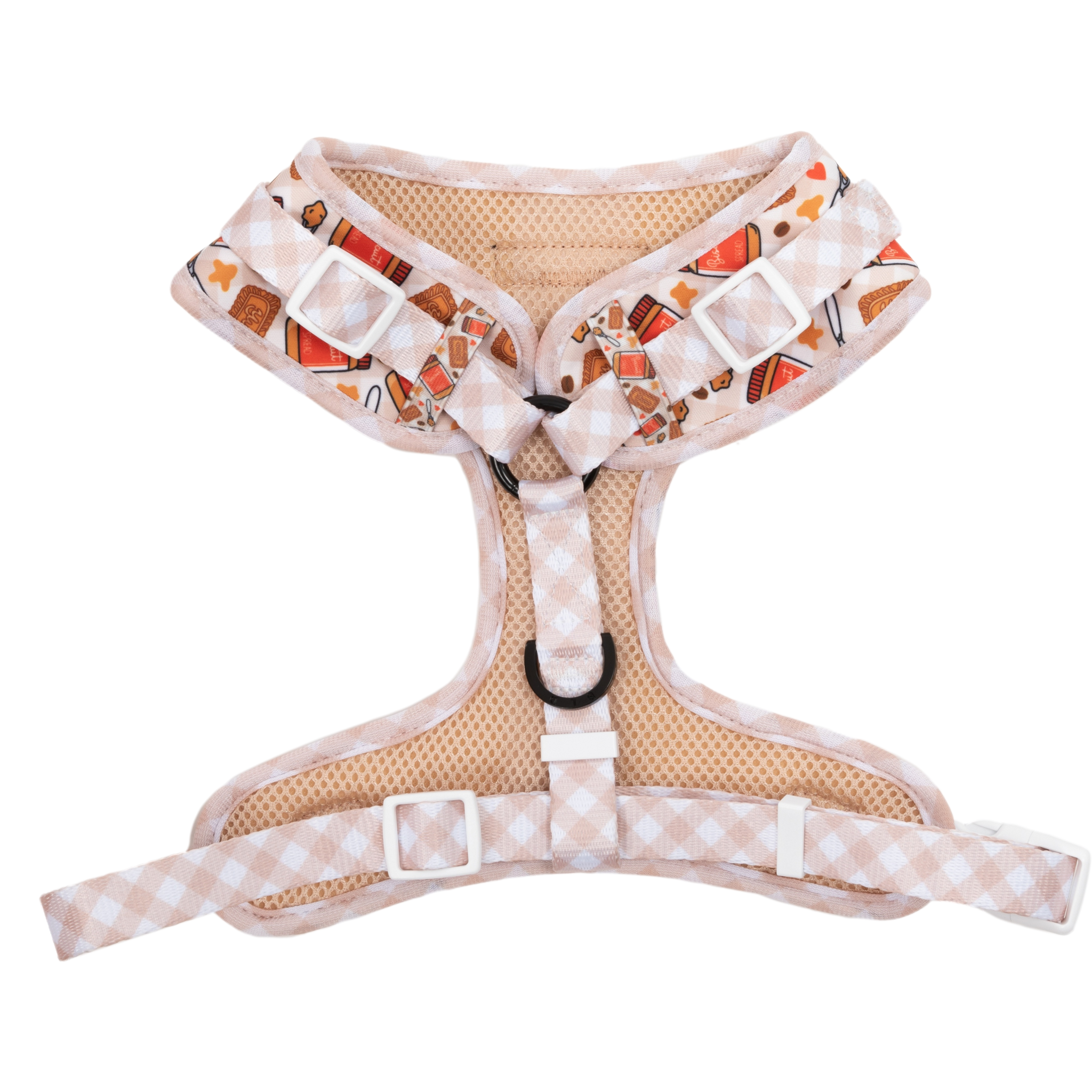 Adjustable Dog Harness Front D-Ring: Biscuit Latte Brown Biscoff Spread Nutty Caramel Lotus