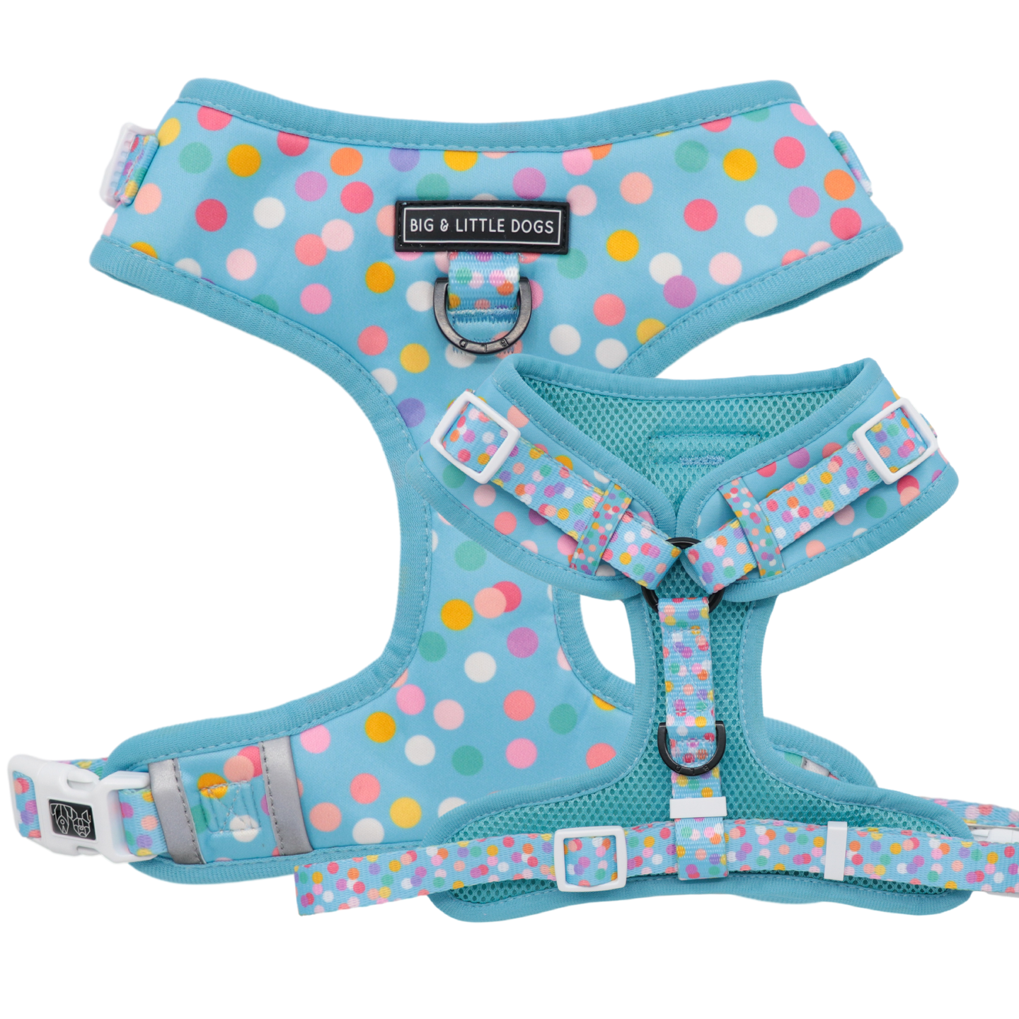 Adjustable Dog Harness Blue Confetti Birthday