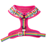 Adjustable Dog Harness Front D-Ring Follow The Rainbow Rainbows Pink Sunshine Flowers Pastels Colourful Girl