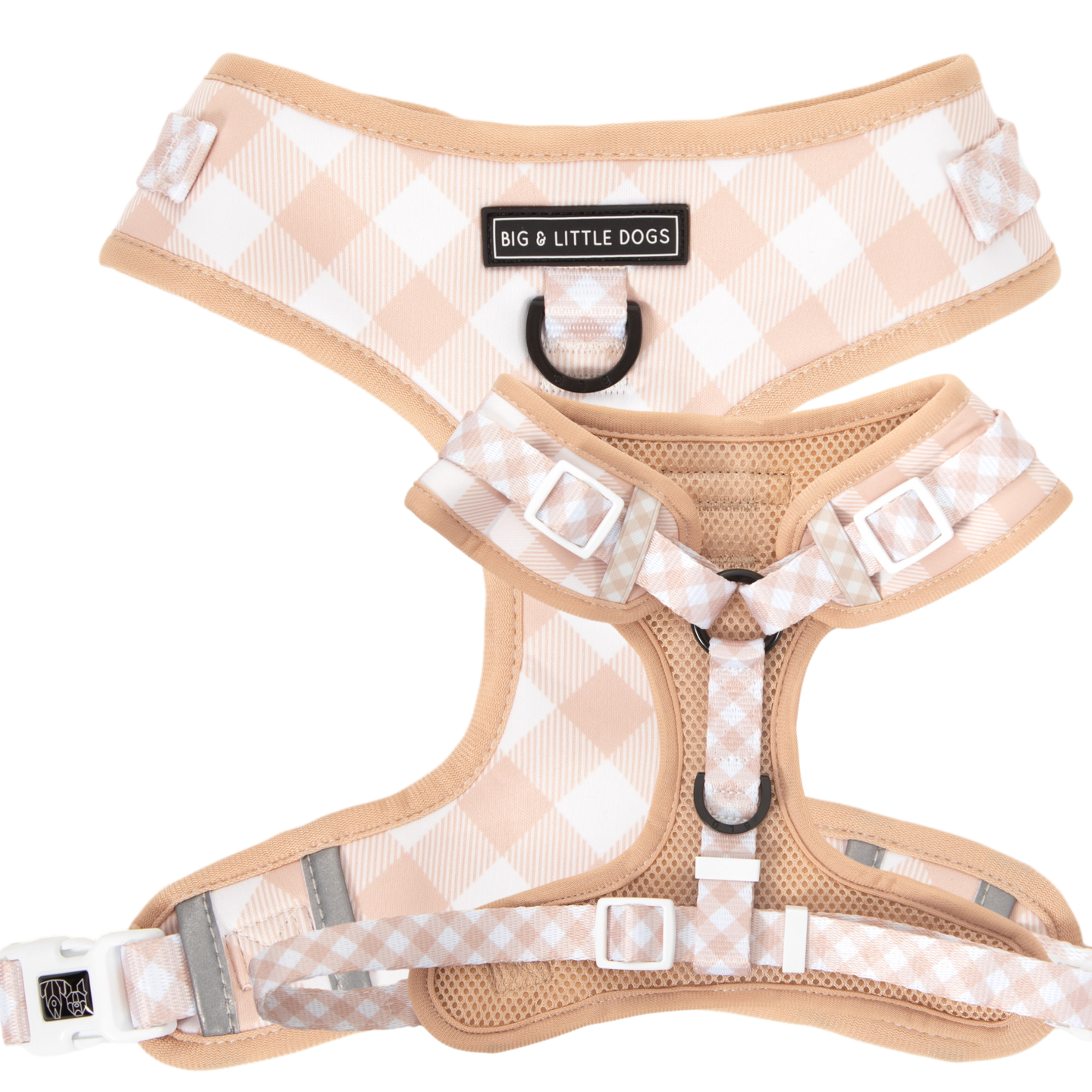 Adjustable Dog Harness Latte Coffee Brown Gingham