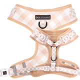 Adjustable Dog Harness Latte Coffee Brown Gingham