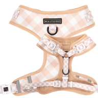 Adjustable Dog Harness Latte Coffee Brown Gingham