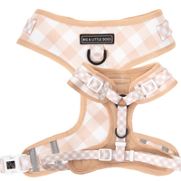 Adjustable Dog Harness Latte Coffee Brown Gingham